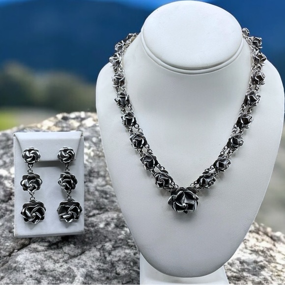 Taxco Jewelry - 🌺Vintage Taxco Sterling  Necklace & Earring SET 131 grams